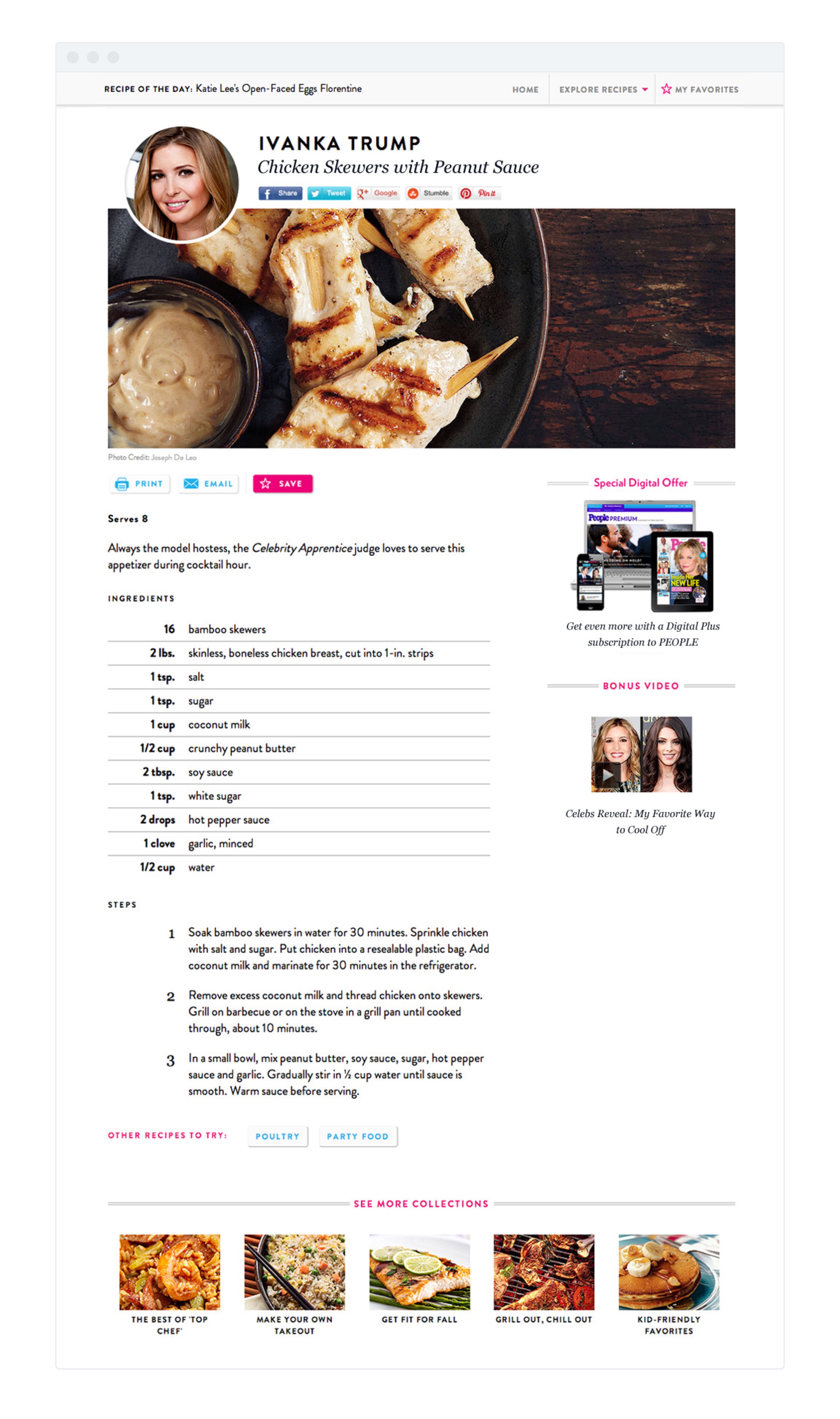 desktop view of recipe page